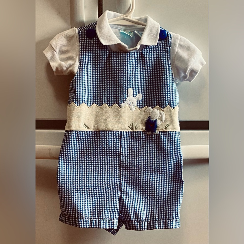 KT Kids By Keneth Tool 6/9 Month Plaid Jumper With White Shirt